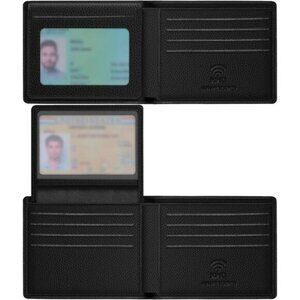 ⚡Travelambo Men Lychee Black Genuine Leather Handmade Bifold Stylish Wallets